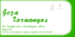 geza kormanyos business card